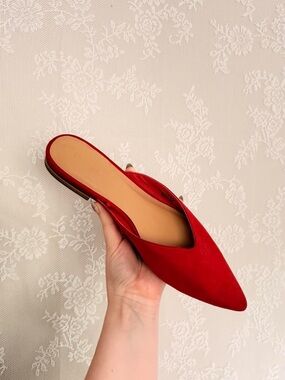 Women's Red Pointed Toe Slip-On Mule